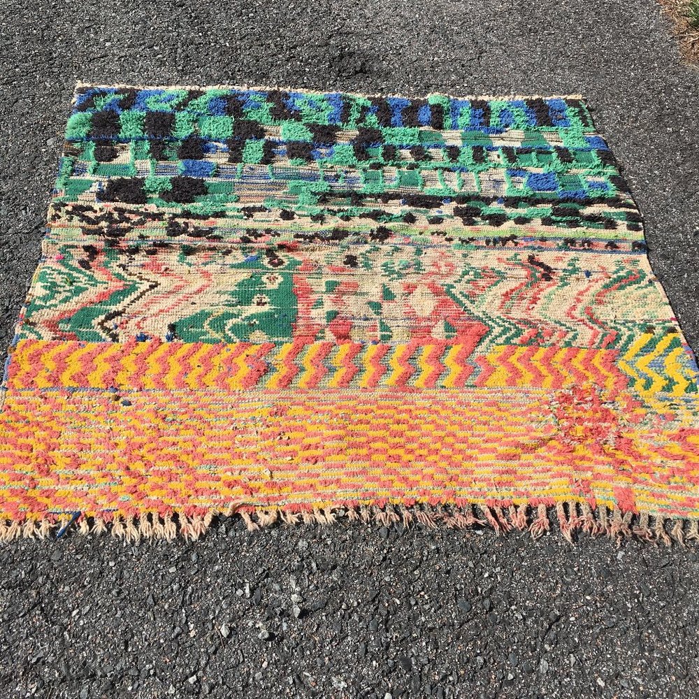 Vintage Boucherouite Moroccan Rug